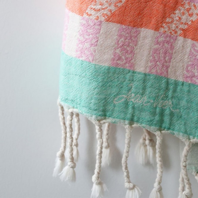 Urean Tangerine Fouta with cotton fringes