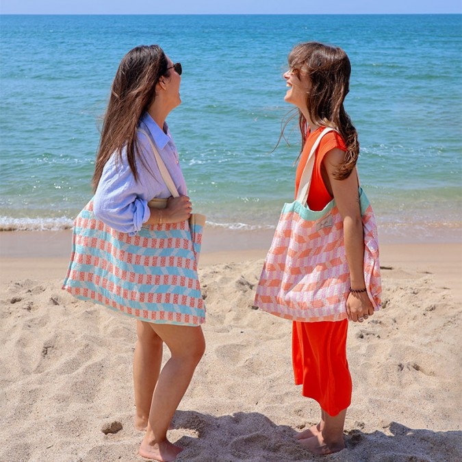 Urean fouta bags in summer colours and Jacquard weave