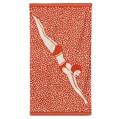 Drap de plage Baigneuse couleur rouge cuit 100% coton