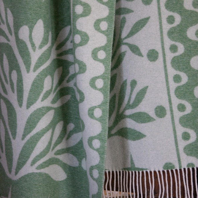 Goxo Herbier Throw in Olive Green Jacquard Weave