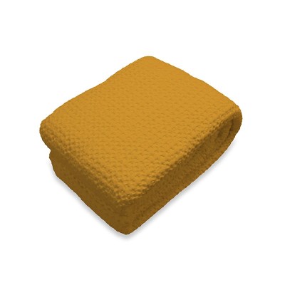 Honeycomb design yellow blanket in high quality cotton