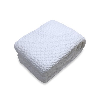 Pure white blanket in honeycomb cotton