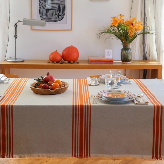 Maia Rouille tablecloth with pretty fringes