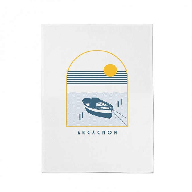 100% cotton kitchen towel Arcachon illustration