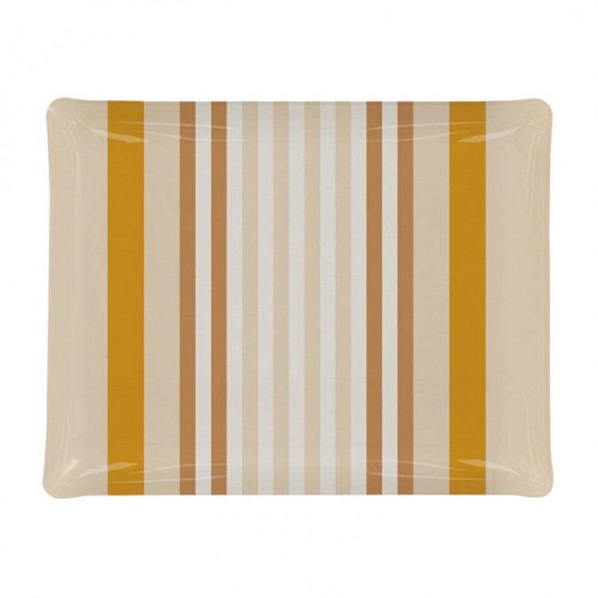 Elegant beige and yellow striped kitchen tray