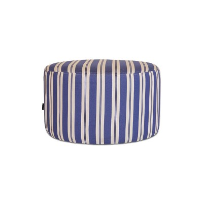 Blue and white striped pouffe