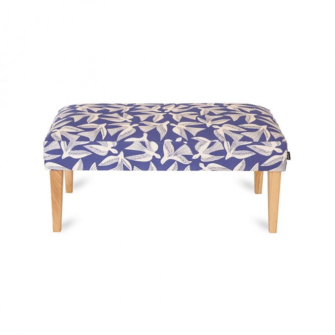 Blue and white bird motif bench