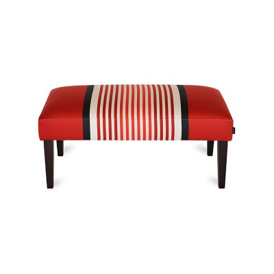 Red bench with Basque stripes for top-of-the-range decoration