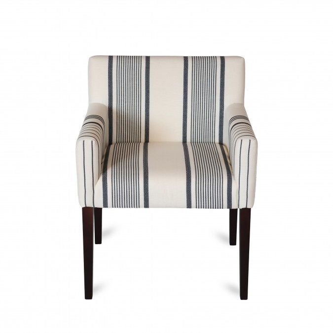 Ecru and grey solid wood armchair