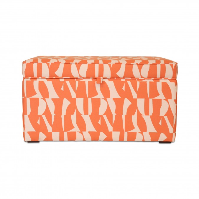 Decorative orange and white graphic storage trunk