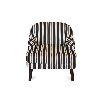 Black and white striped armchair for the living room