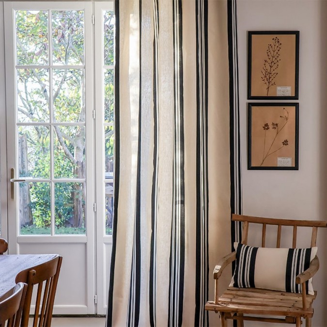 Elegant beige and black striped curtain