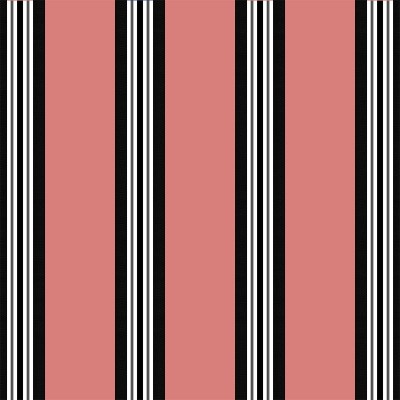 Linen and cotton fabric by the metre in pink-white-black stripes