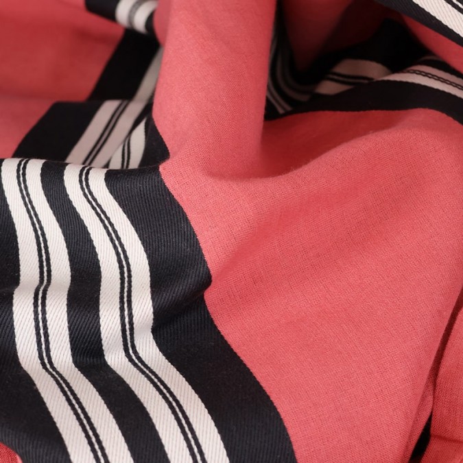 Pink striped fabric by the metre in linen and cotton, top-of-the-range decoration