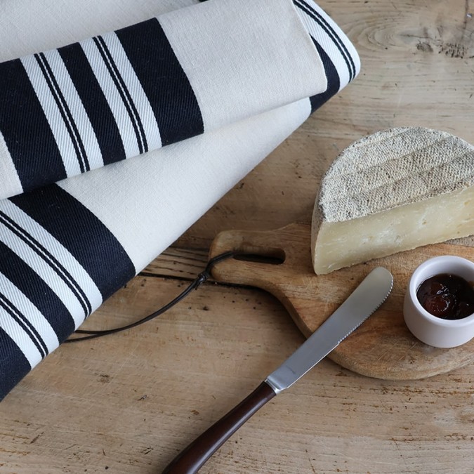 Black and white striped tablecloth fabric by the metre