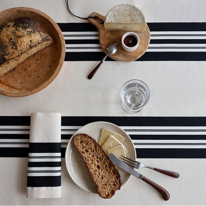 fabric by the metre linen and cotton stripes black and white tablecloth made to measure