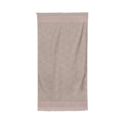 grey and terracotta art deco cotton beach towel