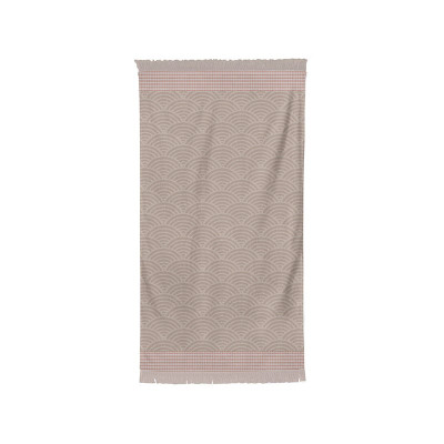 Serviette de bain rouge et gris en coton 100% haut de gamme