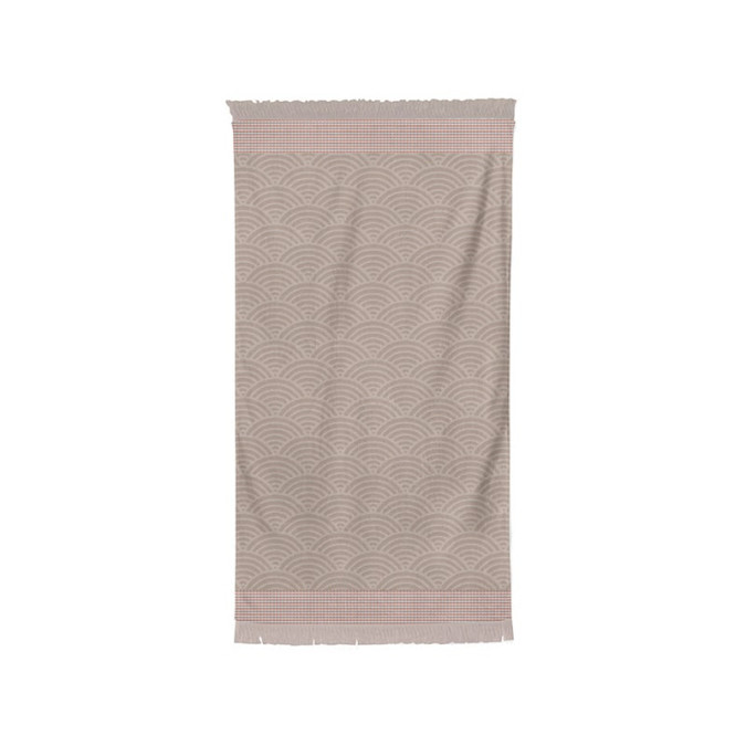 Serviette de bain rouge et gris en coton 100% haut de gamme